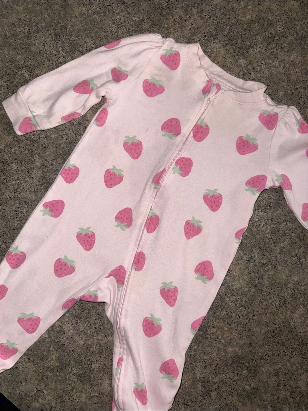 Pink Strawberry-Print Zip Footie One-Piece for Kids